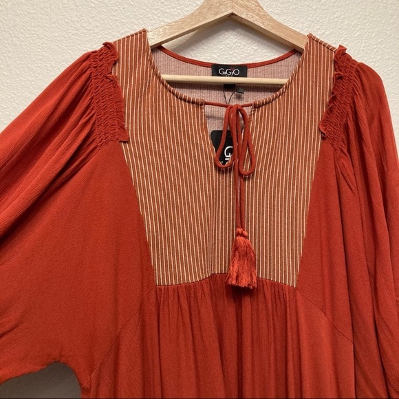 Boho Peasant High low Ruffle midi dress - Picture 5 of 16